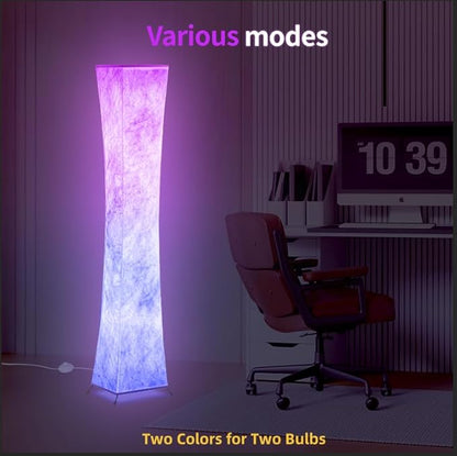 BLUEYE Floor Lamp,1800Lumens,RGBW 2700K-6500K,Remote Control,2 X 80W Equivalent,E26 Base,Color Changing Standing Lamp for Living Room Bedroom,Duppon Paper,60in