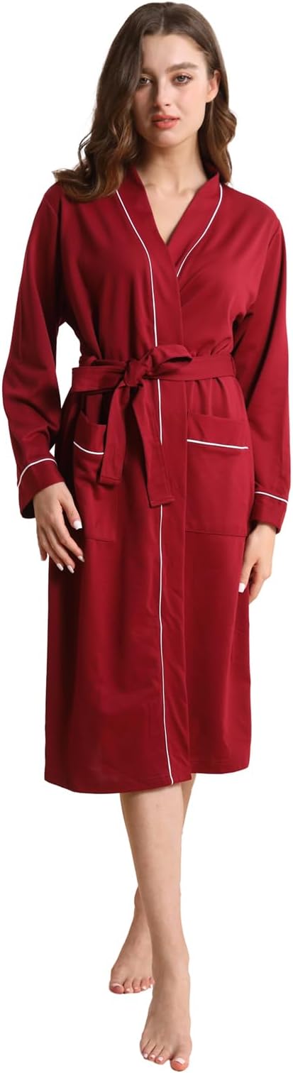Womens Kimono Robe Lightweight Soft Bathrobe Sleepwear Loungewear with Pockets