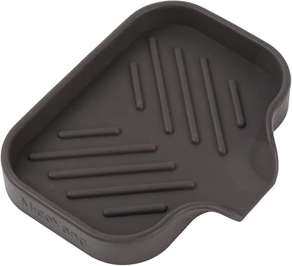 Silicone Bathroom Soap Dishes with Drain Spout-Bathroom and Kitchen Sink Organizer,Sponge Holder,Dish Soap Tray,Perfect for Dispenser,Scrubber,Bottle,Cup on Sink or Counter-Coffee 4.9"×3.2"