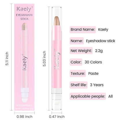 evpct 1Pcs Sand Shimmer Cream Eye Shadow Brightener Sticks for Eyes Waterproof Pigmented, Double Ended Cream Eyeshadow Stick Pencil Pen with Applicator, Eye Shadow Palette Highlighter Makeup 25
