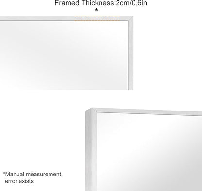 30x40In Silver Bathroom Mirror for Wall, Brushed Nickel Rectangle Mirrors with Metal Frame, Bathroom Rectangular Mirror Modern Wall Mirror for Bedroom Living Room, Hangs Horizontal or Vertical