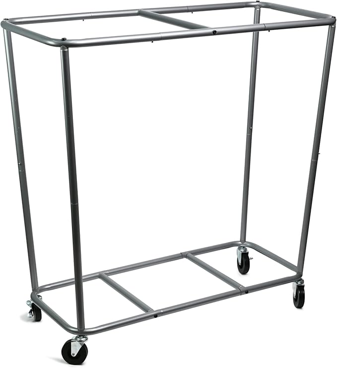 280L Laundry Cart with Wheels, Commercial Large Rolling Laundry Sorter, Heavy Duty Divided 2 Section Laundry Hamper with Steel Frame and Removable Bag for Laundry Room, Bedroom,Hotel Mix Color