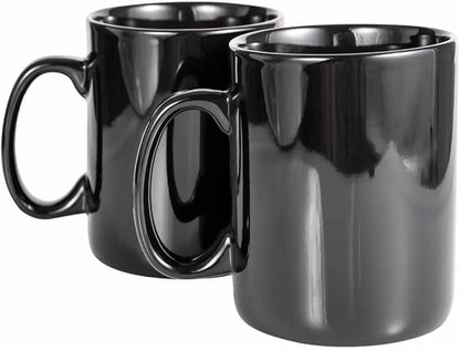 30oz Super Large Ceramic Coffee Mugs Large Handles Set of 2 (black)