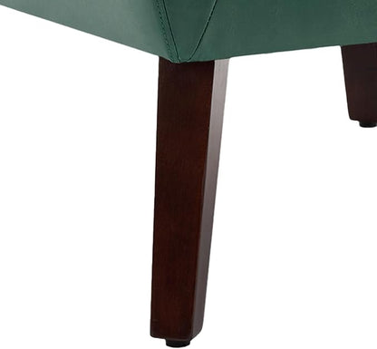 UIXE PU Leather Accent Chairs Set of 2, Modern Arm Club Chair Upholstered Armchair for Living Room, Comfy Single Sofa Seats Button Tufted Reading Seating, Green