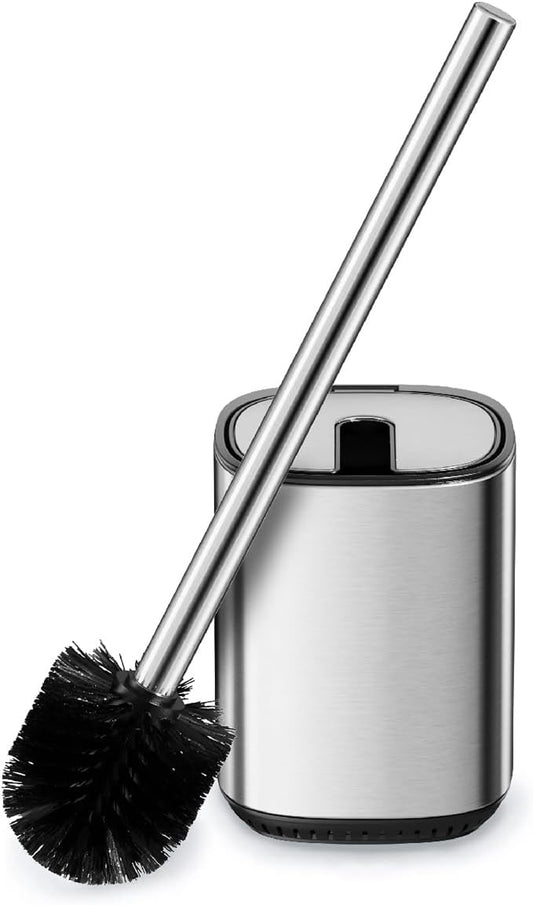 Toilet Brush and Holder Set Toilet Bowl Brush Stainless Steel Automatic Open lid Toilet Bowl Cleaner Brush with Durable Bristle Head Toilet Cleaning Brush for Bathroom