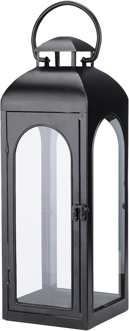 Bdor 20-Inch Metal and Tempered Glass Candle Lantern - Premium Outdoor Lantern, Decorative Lanterns with Handcrafted Design for Patio, Garden & Indoor Decor