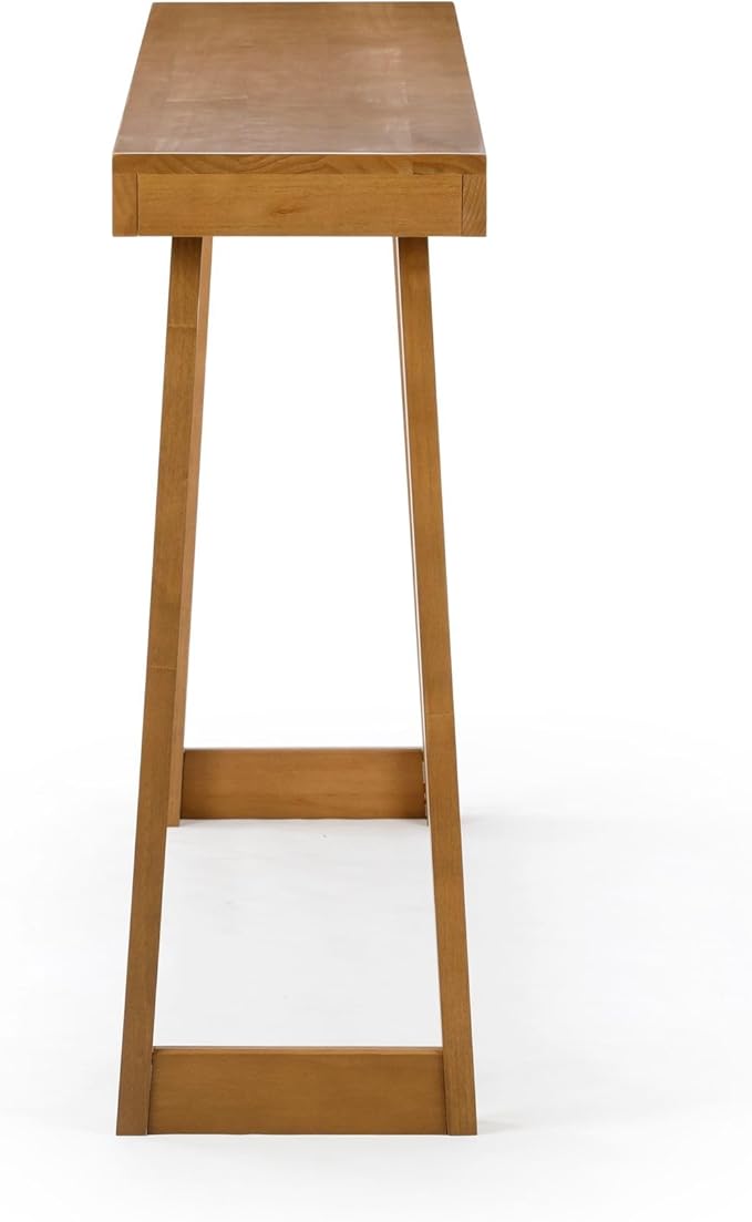 Plank+Beam Solid Wood Console Table, 66 Inch, Sofa Table, Narrow Entryway Table for Hallway, Behind The Couch, Living Room, Foyer, Easy Assembly, Pecan
