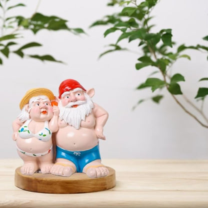 Women Man Double Gnomes Statue, Durable Resin Miniature Garden Gnome Decoration for Indoor Outdoor Decor, Gnome Ornament for House Yard Lawn Terrace Housewarming Halloween Garden Style Decor (A-01)
