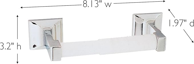 Design House Millbridge Toilet Paper Holder, Polished Chrome, Standard Wall Mount, Concealed Screws, Plastic Spring Bar, Easy Installation, 8.13 in W x 1.97 in H x 3.2 in D, Item 533042