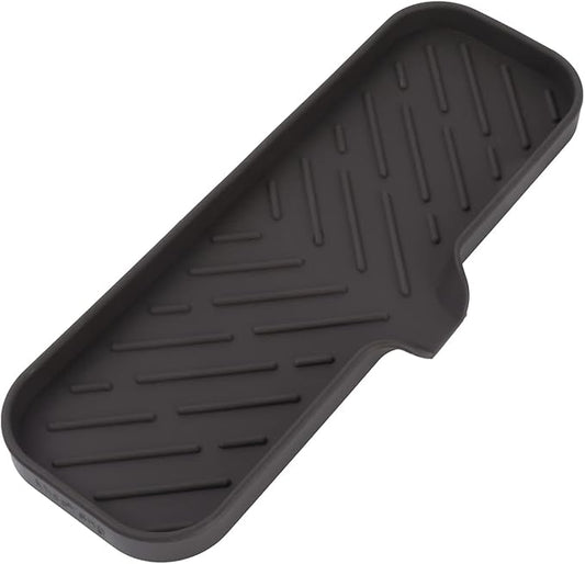 Silicone Bathroom Soap Dishes with Drain Spout-Bathroom and Kitchen Sink Organizer,Sponge Holder,Dish Soap Tray,Perfect for Dispenser,Scrubber,Bottle,Cup on Sink or Counter-Coffee 12"×4"