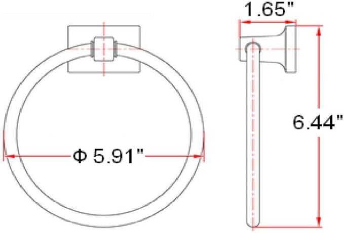 Design House Millbridge Towel Ring, Concealed Screws, Standard Wall Mount, Easy Installation, Polished Chrome, 6 in, 5.91 in L x 6.44 in W x 1.65 in H, Item 533091