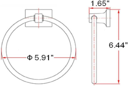Design House Millbridge Towel Ring, Concealed Screws, Standard Wall Mount, Easy Installation, Polished Chrome, 6 in, 5.91 in L x 6.44 in W x 1.65 in H, Item 533091