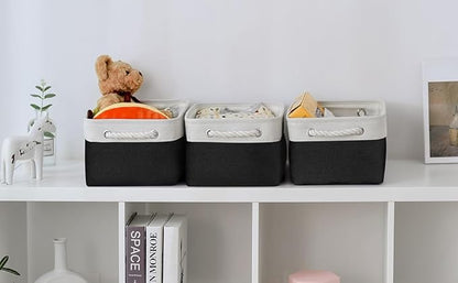 TheWarmHome Storage Bins for Shelves - 1 Pack 13.8x9.7x6.7 inch Storage Basket for Organizing for Closet Organizer Cubes Laundry Cloth Nursery (White & Black)