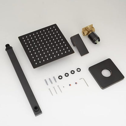 Oil Rubbed Bronze Shower Faucet Set Bathroom Luxury Rainfall Shower System with Rain Shower Head Single Function Shower Trim Kit with Rough-in Valve