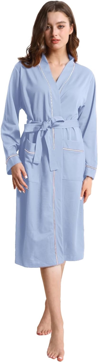 Womens Kimono Robe Lightweight Soft Bathrobe Sleepwear Loungewear with Pockets