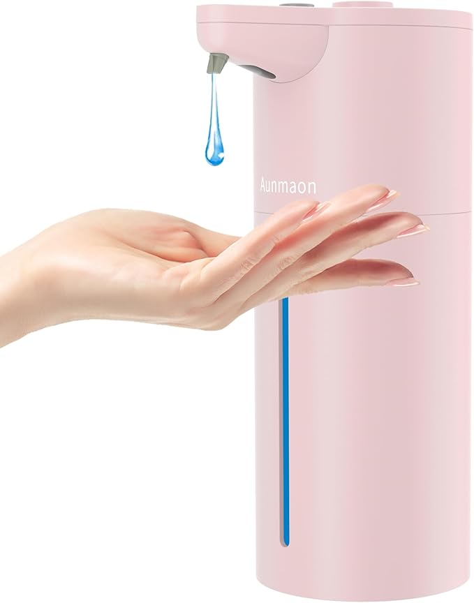 Automatic Soap Dispenser Touchless, Modern, Kitchen & Bathroom, Hands-Free, Adjustable Volume, Long Battery Life, Compatible with Thick & Thin Soap, Easy for Toddlers, Clog-Free, Pink