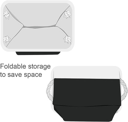 TheWarmHome Storage Basket for Organizing - Large 3 Pack 15.7x11.8x8.3 inch Collapsible Storage Bin for Shelves with Handles Laundry Cube Toy Closet Nursery (Whiet & Black)
