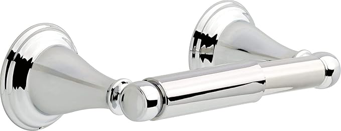 Delta Windemere (1-Pack) Toilet Paper Holder Polished Chrome Tissue Roll Holder for Bathroom Organization and Storage Spring Loaded Toilet Tissue Holder Wall Bathroom Accessories 70050