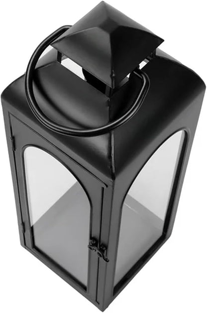 Bdor 2 Pack Large Luxury Lantern Decorative Tall 20 Inches Black Metal Hurricane Lanterns with Tempered Glass Panels for Front Porch,Tabletop, Mantle, Wall Hanging, or Garden, Indoor & Outdoor Décor