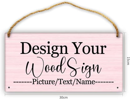 Personalized Rustic Wooden Sign, Custom Plaque Wall Hanging, Art Wood Board Sign for House, Customized Name Sign, Gifts for Family Members Teachers Friends 11.8x5.9 inch