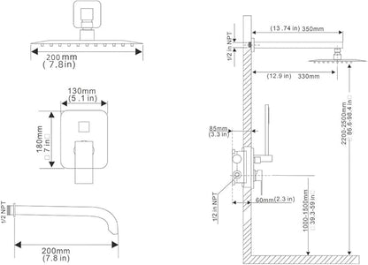 ‎Oil Rubbed Bronze Shower Faucet Set with Tub Spout Bathroom Luxury Rain Mixer Shower Head System Wall Mounted Shower Faucet Complete, Single Handle Tub and Shower Trim Kit with Rough-in Valve