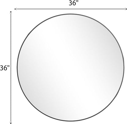 BEAUTYPEAK Circle Mirror Black 36 Inch Wall Mounted Round Mirror with Brushed Metal Frame for Bathroom, Vanity, Living Room, Bedroom, Entryway Wall Decor (Black, 36 Inches)