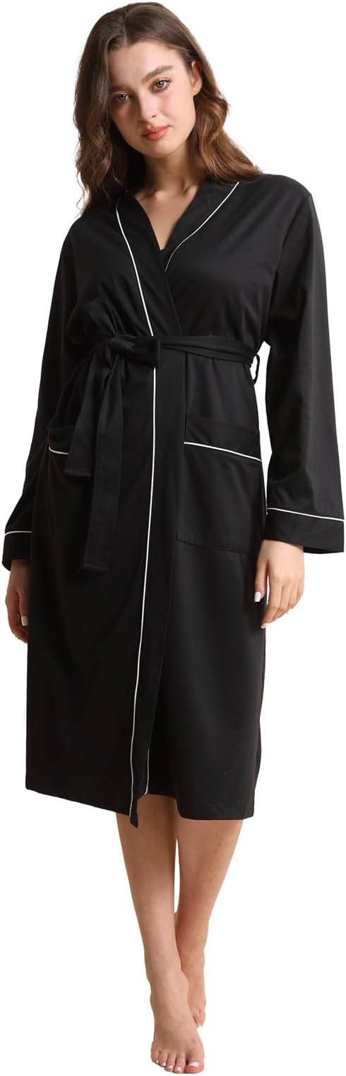 Womens Kimono Robe Lightweight Soft Bathrobe Sleepwear Loungewear with Pockets