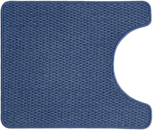 Chenille Bath Rug Description Hide U Shape Non Slip Super Absorbent Washable Thin Quick Dry Low Pile Mat Navy Blue 20"x24"