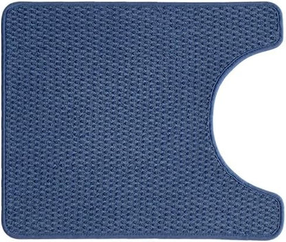 Chenille Bath Rug Description Hide U Shape Non Slip Super Absorbent Washable Thin Quick Dry Low Pile Mat Navy Blue 20"x24"