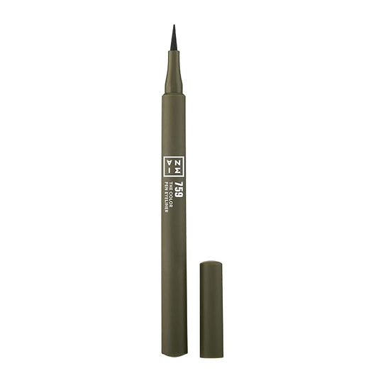 3INA The Color Pen Eyeliner 759 - Ultra Fine Tip 14H Olive Green Longwear Liquid Liner - Vibrant Colors, Matte, Smudgeproof, Flake Proof Makeup - Cruelty Free, Paraben Free, Vegan Cosmetics - Green