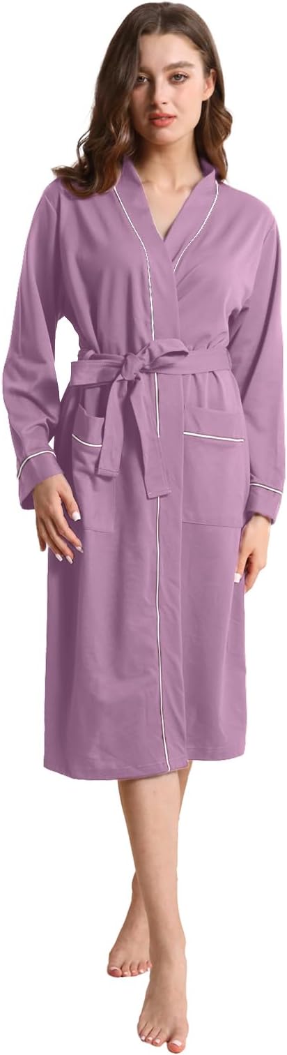 Womens Kimono Robe Lightweight Soft Bathrobe Sleepwear Loungewear with Pockets