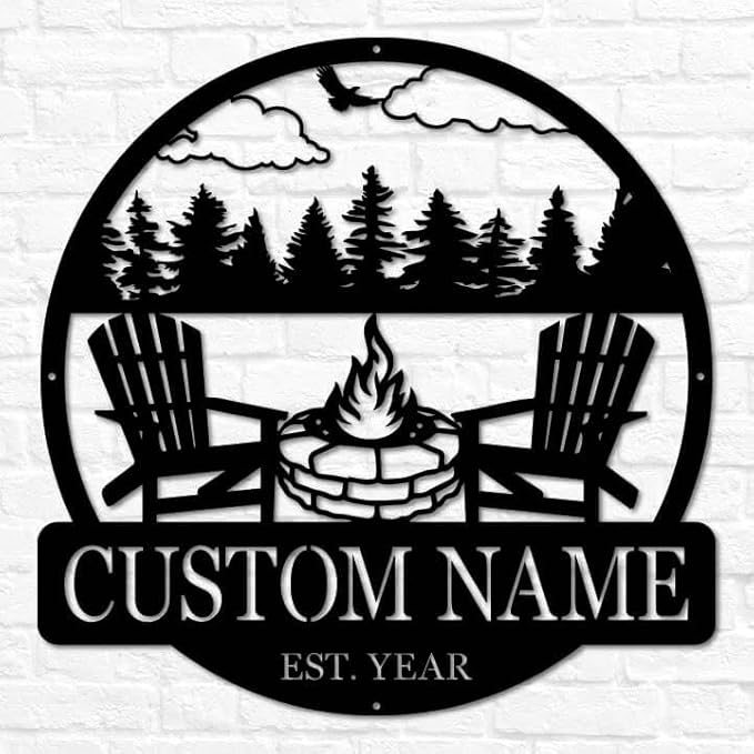 Custom Campfire Sign | Metal Outdoor Sign | Camper Decor | Personalized Camping Gifts | Fire Pit Sign | Outdoor Decor Cabin Sign | Campsite Sign