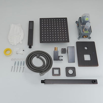 Oil Rubbed Bronze Shower System Bathroom Luxury Rain Mixer Shower Combo Set Wall Mounted Rainfall Shower Head System Shower Faucet Rough-in Valve Body and Trim Included