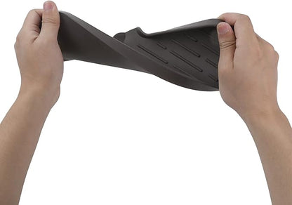 Silicone Bathroom Soap Dishes with Drain Spout-Bathroom and Kitchen Sink Organizer,Sponge Holder,Dish Soap Tray,Perfect for Dispenser,Scrubber,Bottle,Cup on Sink or Counter-Coffee 12"×4"