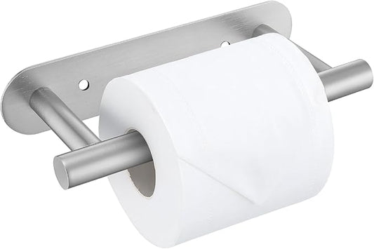 Brushed Nickel Toilet Paper Holder, Upgraded SUS304 Stainless Steel Toilet Roll Holder, Modern Double Base Paper Towel Holder Wall Mount for Bathroom, Kitchen, Washroom