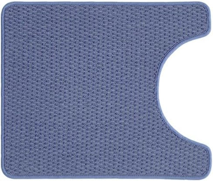 Chenille Bath Rug Non Slip Washable, Super Absorbent, Quick Dry, Low Pile Bath Mat, Denim Blue, 20"x24", U Shape