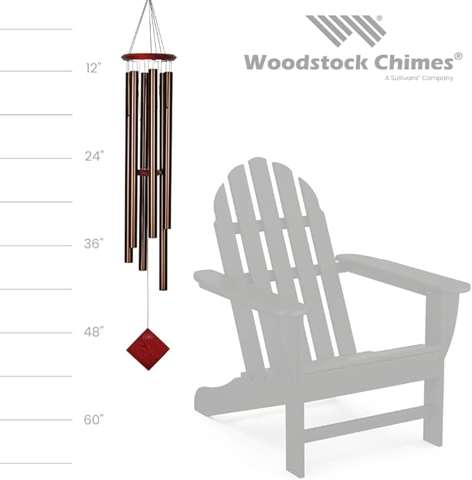 Woodstock Chimes Neptune Wind Chime for Outside 54" Large Bronze, Deep Tone Sound for Outdoor Garden, Patio, Porch Decor, Encore Collection DCB54