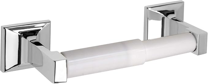 Design House Millbridge Toilet Paper Holder, Polished Chrome, Standard Wall Mount, Concealed Screws, Plastic Spring Bar, Easy Installation, 8.13 in W x 1.97 in H x 3.2 in D, Item 533042
