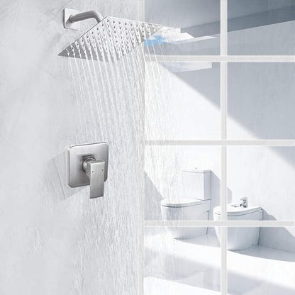Shower Faucet Brushed Nickel Rain Shower Head Shower Faucets Sets Complete Bathroom Rainfall Shower System, Single Function Shower Trim Kit with Rough-in Valve