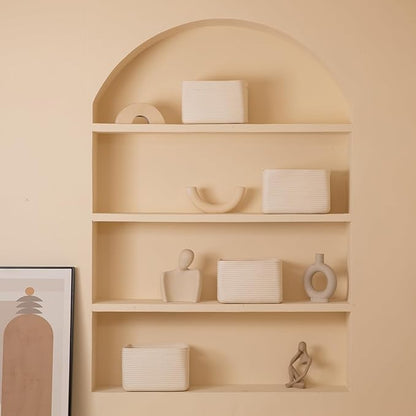 4 Pack Storage Baskets for Organizing, Woven Baskets for Shelves - Perfect for Toys, Books, Towels, and Clothes, Durable Gift Basket Bins Toy Storage, 12.7''L x9''W x7.8''H, White