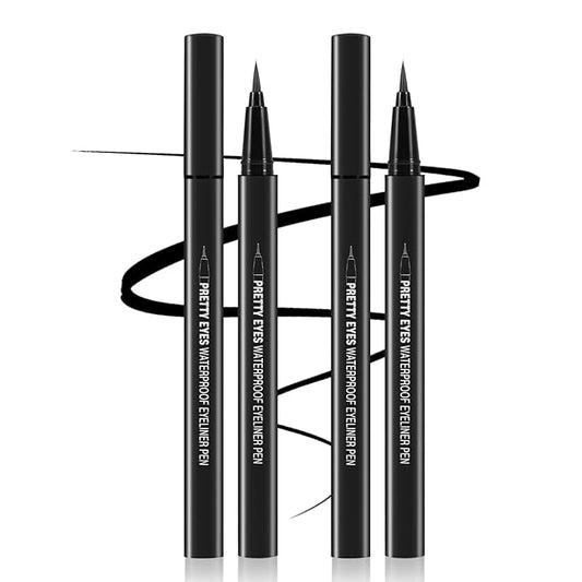 Boobeen 2pcs Liquid Eyeliner Pen, Matte Eye Liner with Precision Tip, Long Lasting Eyeliner Pencil for Bold Eye Makeup, Glides on Smoothly