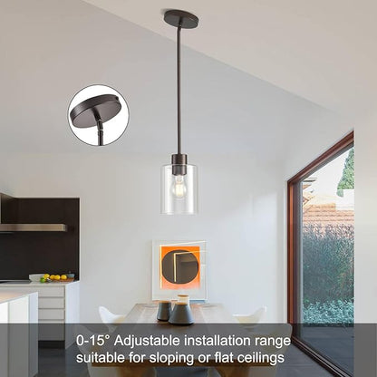 Oil Rubbed Bronze Pendant Lights Kitchen Island - Clear Glass Pendant Light Fixture Multiple Stems Rods 3 Units 12 Inch 3 Units 4 Inch (1 Pack Oil Rubbed Bronze Downrod)