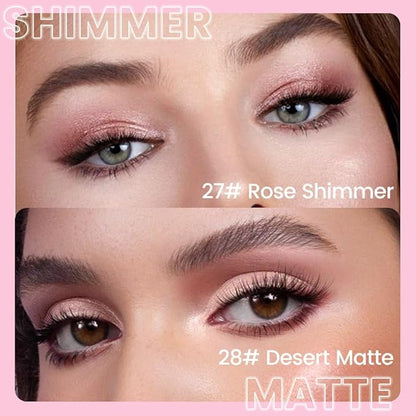 evpct 2Pcs Cream Eyeshadow Sticks Set for Eyes Waterproof, Rose Shimmer & Desert Matte Cream Eyeshadow Applicator Stick Pen, Long Lasting High Pigmented Eye Shadow sombras en crema para ojos 27 + 28