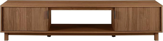 Walker Edison Arundo Fluted TV Stand for TVs up to 80 Inches, 70" TV Stand, Mocha