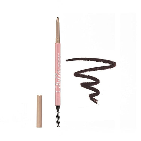 Chella Eyebrow Pencil - Vegan, Gluten Free, Cruelty Free, Paraben Free, Long Wearing, Smooth Consistency (Delightful Deep Brown)