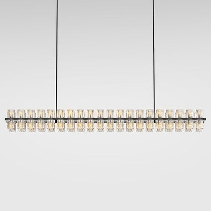 Crystal Black Rectangular Chandelier Light Fixture,72 in Large Dining Room Chandelier Over Table,Modern Chandeliers for Living Room,Arcachon Chandeliers,Kitchen Island,Includes 80xG4 Bulbs