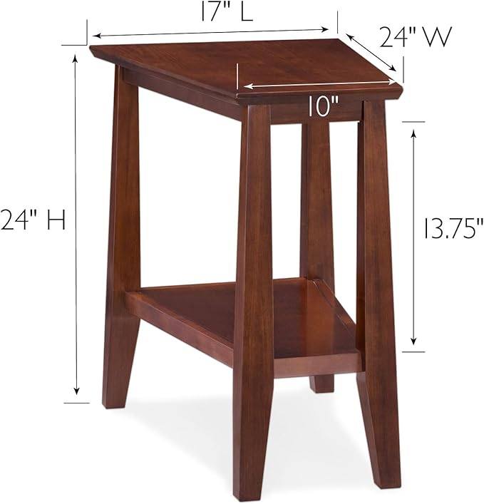 Delton 24 in. Solid Wood Recliner Wedge Side End Side Table with Shelf, Sienna Brown – Leick Home, 10402