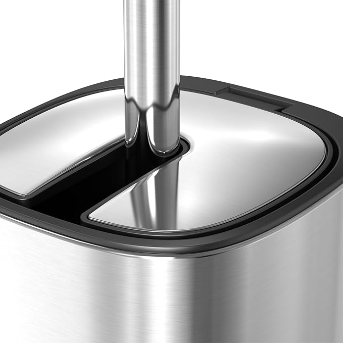 Toilet Brush and Holder Set Toilet Bowl Brush Stainless Steel Automatic Open lid Toilet Bowl Cleaner Brush with Durable Bristle Head Toilet Cleaning Brush for Bathroom