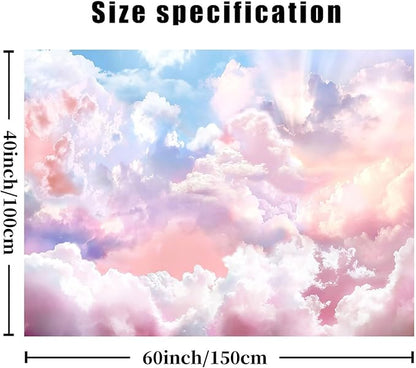 HVEST Pink Cloud Tapestry Colorful Abstract Clouds Natural Landscape Tapestries Wall Hanging for Bedroom Living Room Teen Dorm Indie Decor Poster Blanket,60x40 Inches