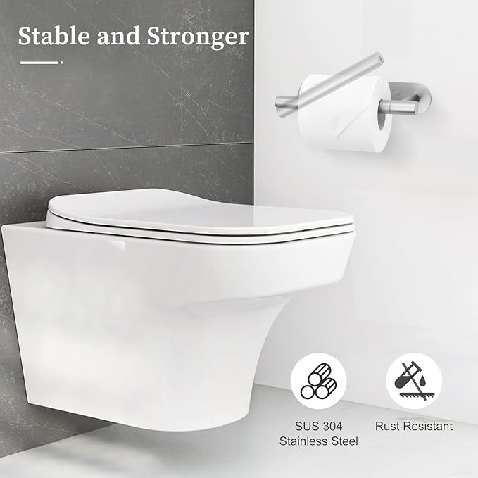 Brushed Nickel Toilet Paper Holder, Upgraded SUS304 Stainless Steel Toilet Roll Holder, Modern Double Base Paper Towel Holder Wall Mount for Bathroom, Kitchen, Washroom